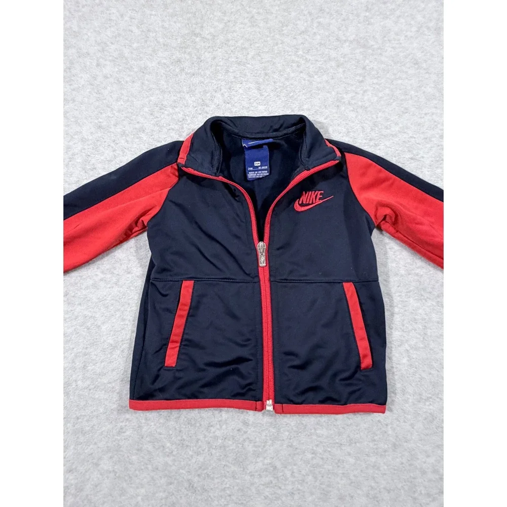 Nike Track Jacket Kids 24M Navy Red ‎ Colorblock Full Zip Futura Logo